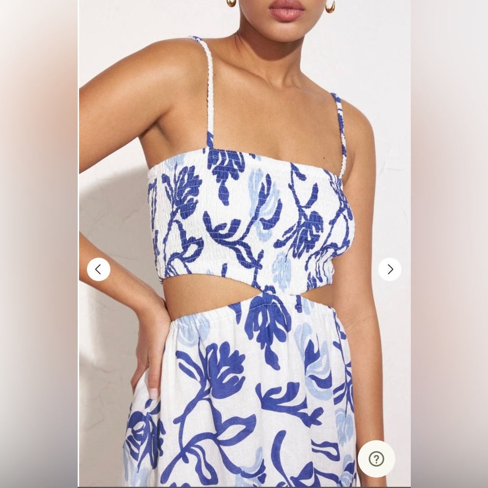 Faithfull the Brand Blue and White Midi Dress